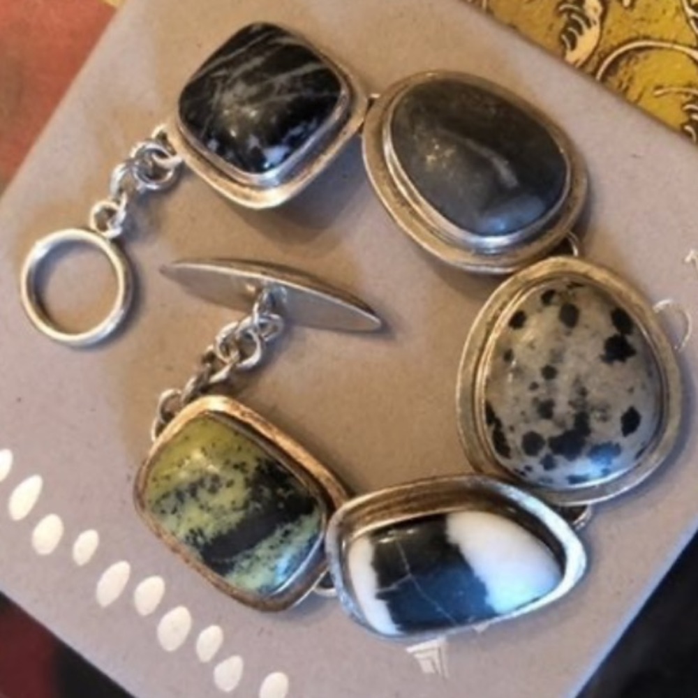 Vintage Silpada Sterling Silver Natural Jasper Stone Bracelet B0617 - Picture 15 of 15